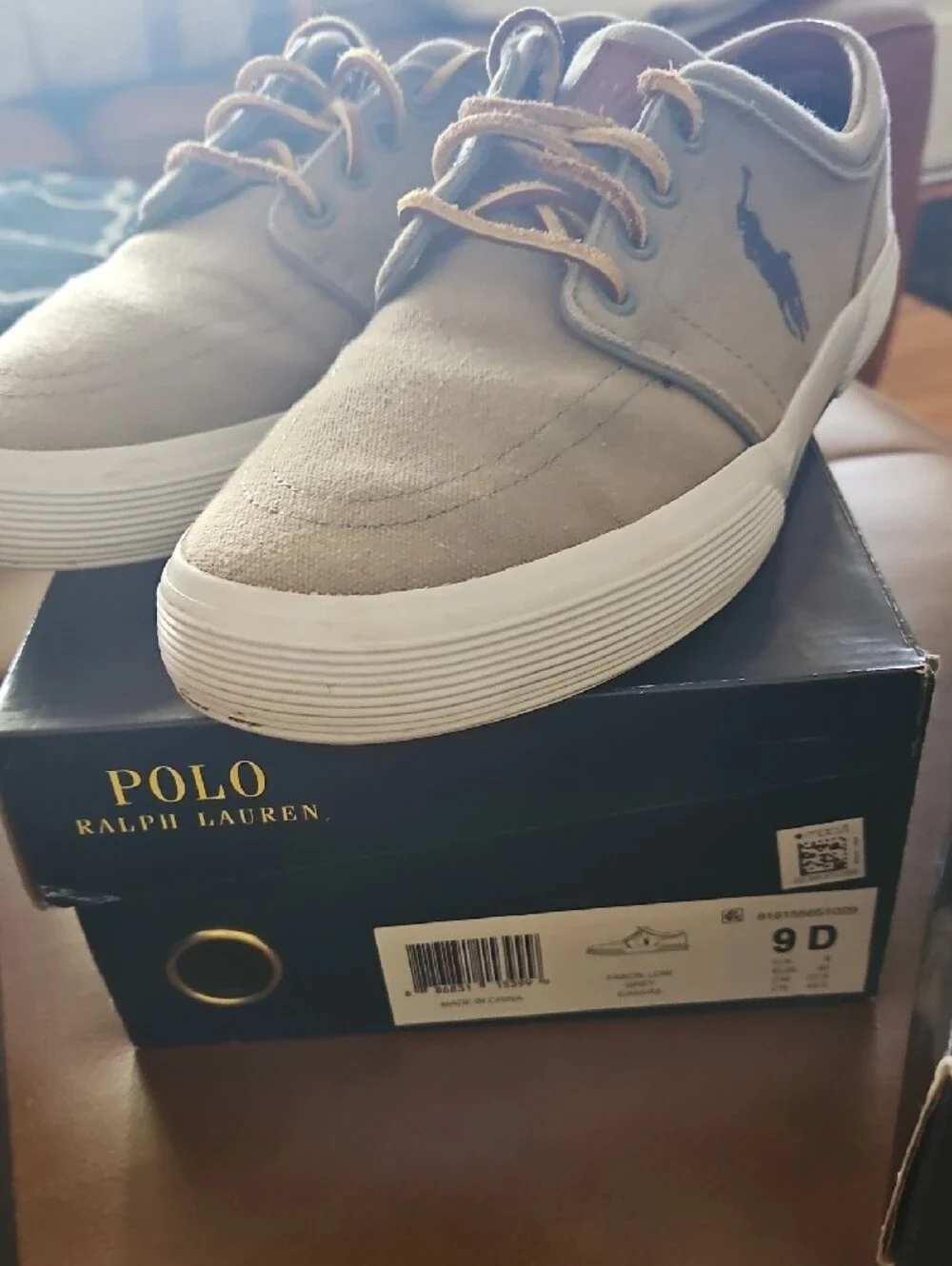 Polo by Ralph Lauren Men's Low-Top Canvas Sneakers in Navy, Tan, & Black